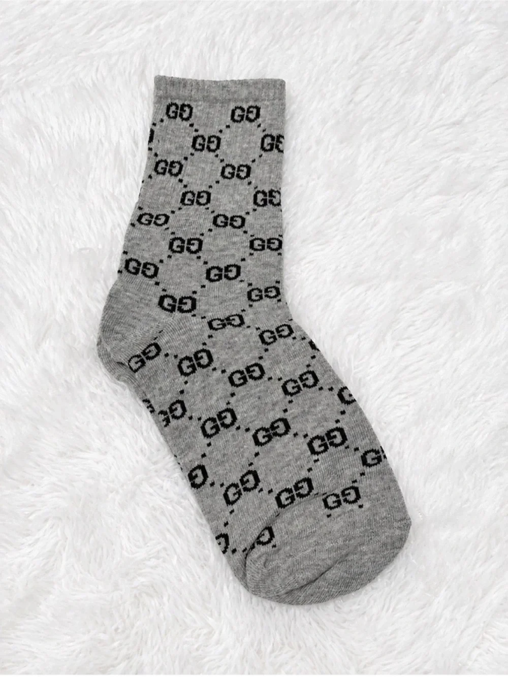 Gucci Gray GG Pattern Crew Socks